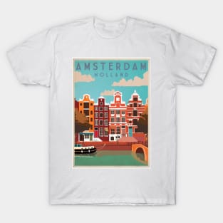 Amsterdam Holland Vintage Travel Art T-Shirt